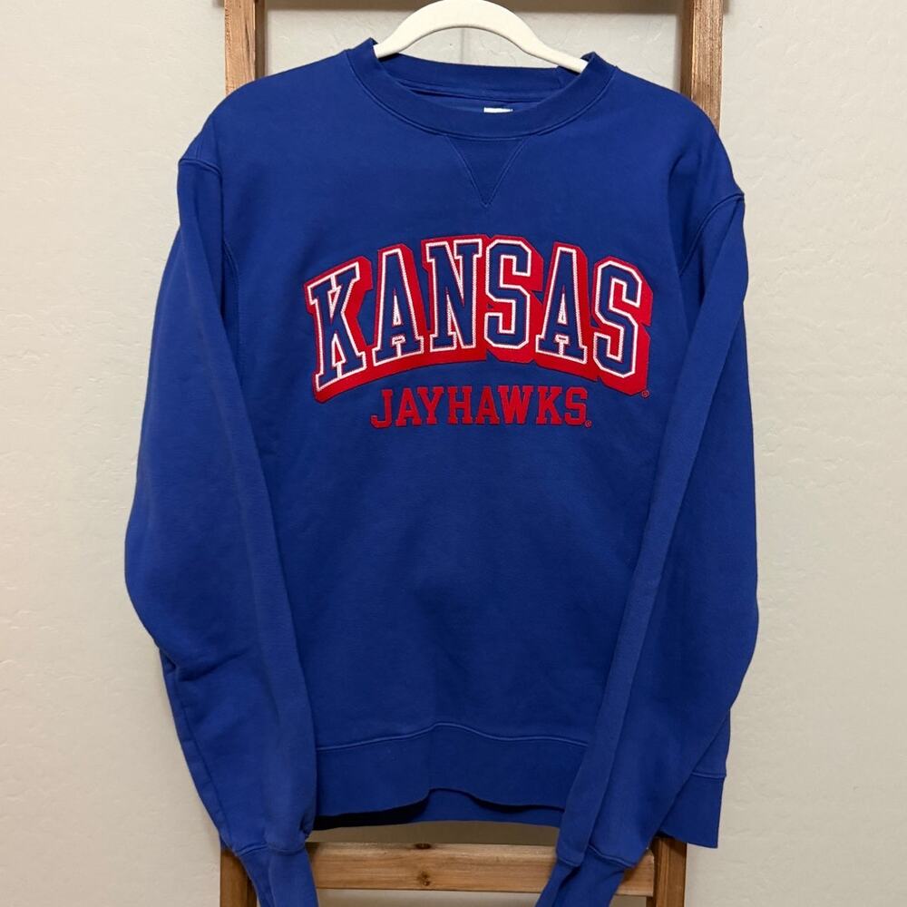 Big Cotton Kansas Jayhawks Blue Crewneck Sweatshirt Size Medium NCAA